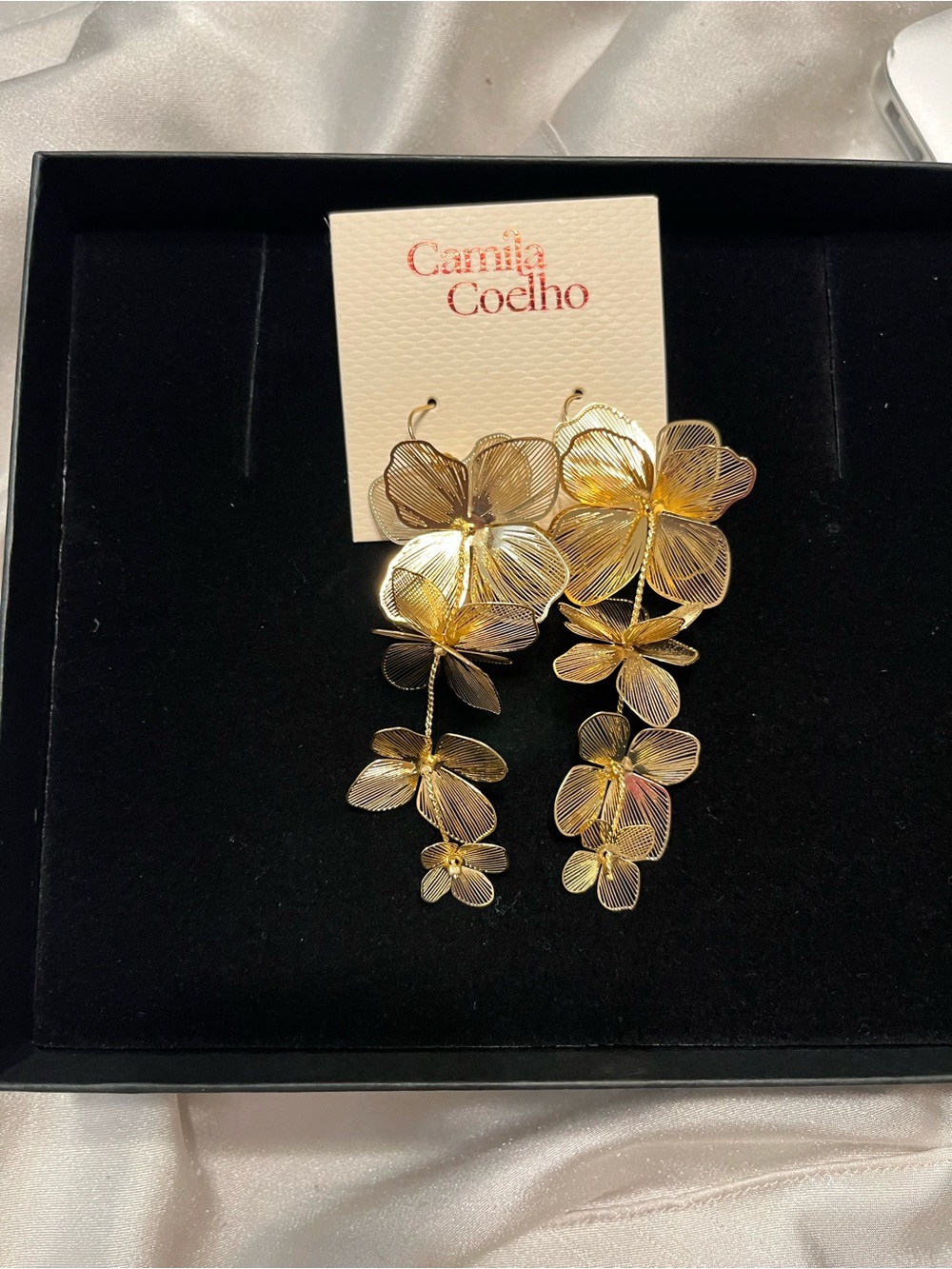 Camila Coelho Shimmering Gold Floral Cascade Earrings